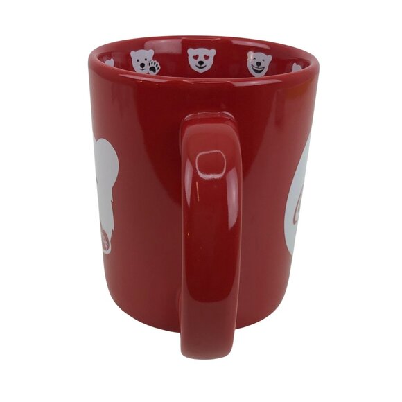 Coca Cola Polar Bear Red White Coffee Mug Cup with Emojis on inside rim 14 oz - Picture 3 of 13